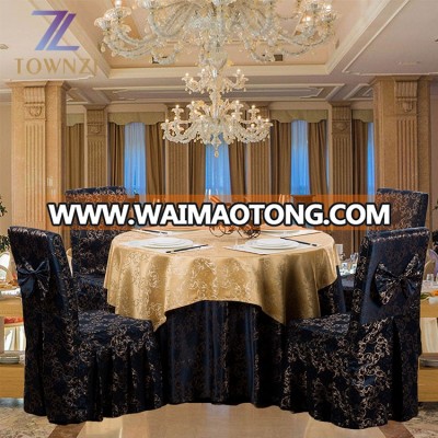 Hotel Dinner Chair Cover Embroidered Round 100% Polyester Banquet Tablecloth Fabric Hotel Jacquard Chair Covers