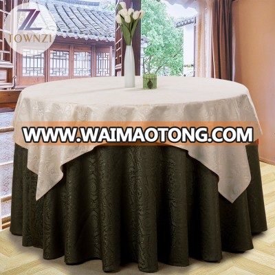 Wholesale Custom Jacquard Satin Knitting Table Linen Round Tablecloth 100% Polyester Banquet Wedding Jacquard White Tablecloth