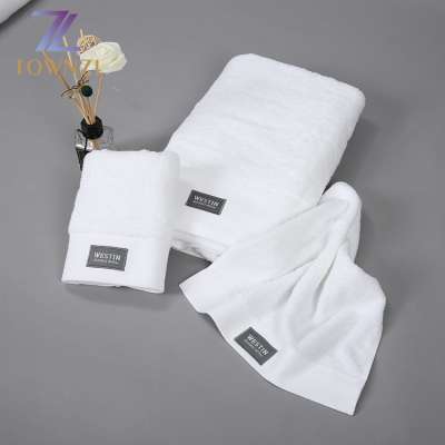 Townzi Rectangle 100% Cotton Beach Bath Towels Bulk Custom Logo 100% Cotton White 5 Star Hotel Bath towel set