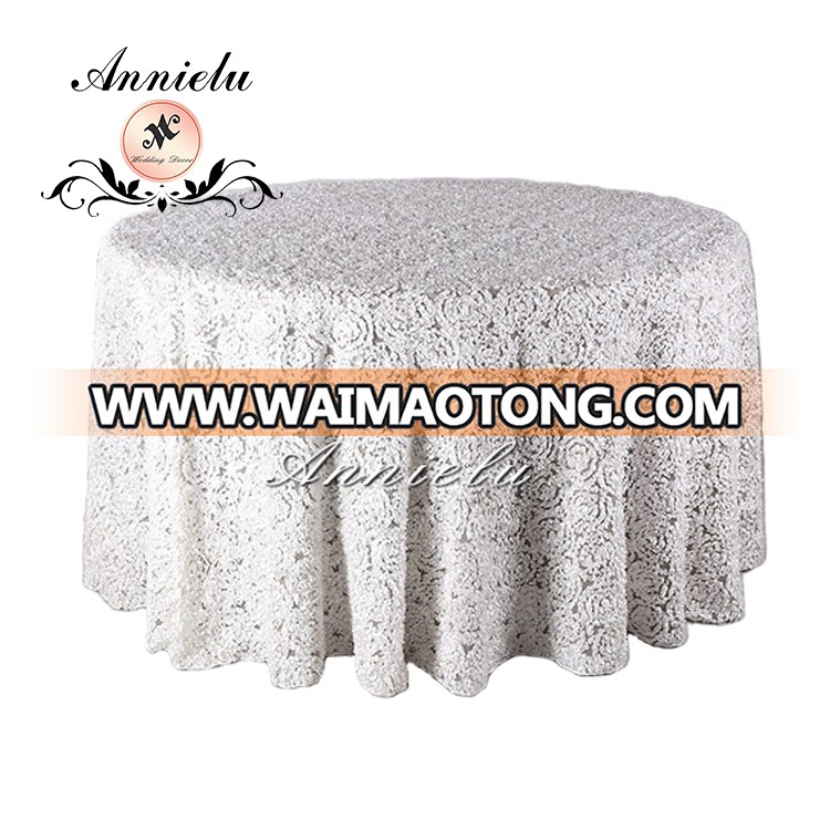 Chinese hand embroidery table cloth white wedding linen tablecloth